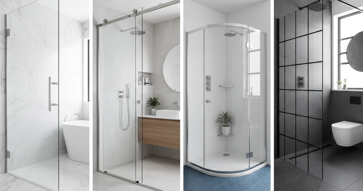 Collage de 4 imágenes en horizontal de las mamparas subidas a la galería